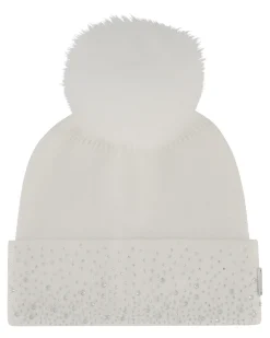 Embellished Beanie With Toscana Shearling Lamb Pompom