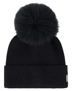 Embellished Beanie With Toscana Shearling Lamb Pompom