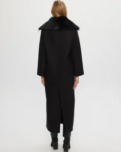 Fabric Coat With Detachable Select Shearling Lamb Collar