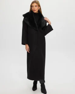 Fabric Coat With Detachable Select Shearling Lamb Collar