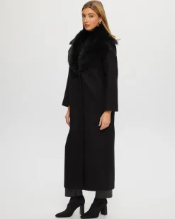 Fabric Coat With Detachable Select Shearling Lamb Collar