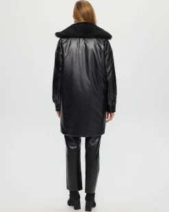 FABRIC JACKET WITH DETACHABLE SHEARLING LAMB COLLAR