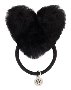 HAIR ELASTIC WITH HEART SHAPED SHEARLING LAMB POMPOM