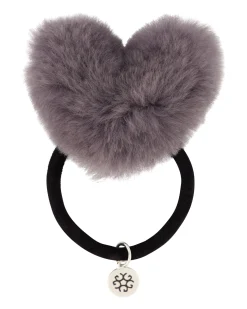 HAIR ELASTIC WITH HEART SHAPED SHEARLING LAMB POMPOM