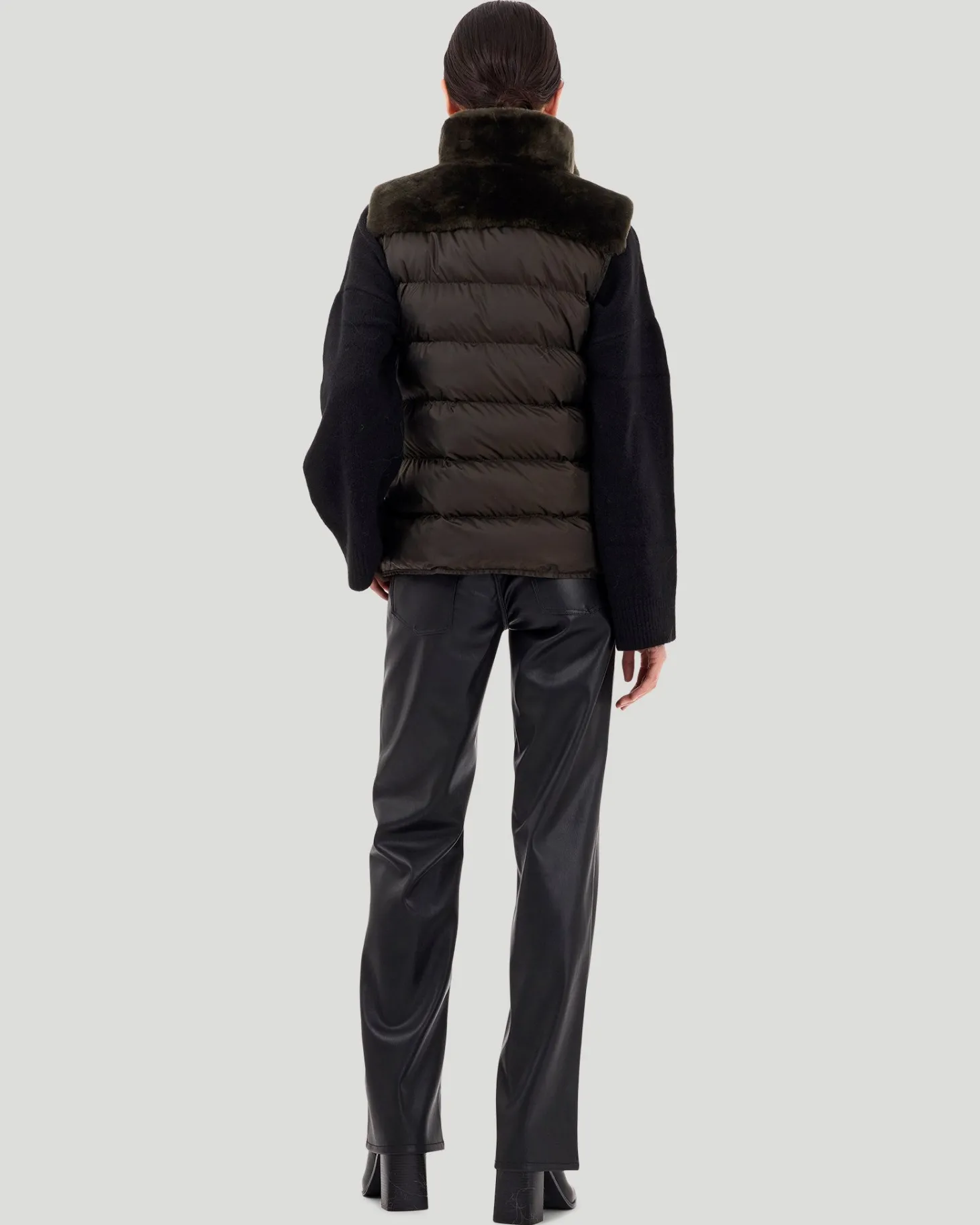 Horizontal Select Shearling Lamb Vest With Quilted Back