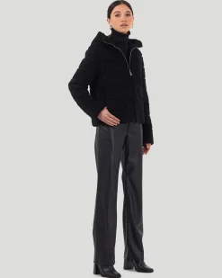 Horizontal Select Shearling Lamb Zip Jacket With Hood