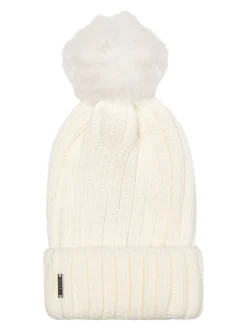 Knit Hat With Toscana Shearling Lamb Pompom