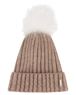Knit Hat With Toscana Shearling Lamb Pompom