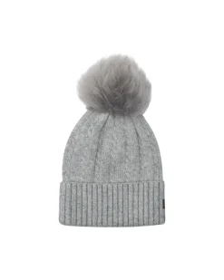 Knit Hat With Toscana Shearling Lamb Pompom