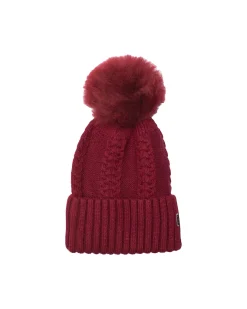 Knit Hat With Toscana Shearling Lamb Pompom