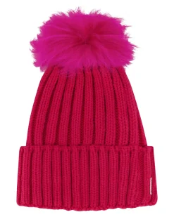 Knit Hat With Toscana Shearling Lamb Pompom