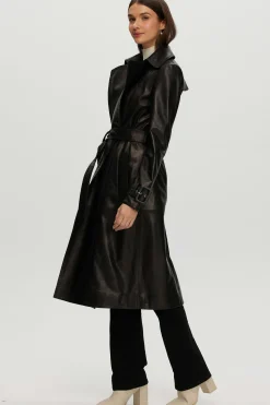 Leather Belted Trenchcoat