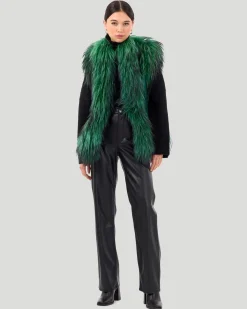 Leather Vest With Select Goat Trim