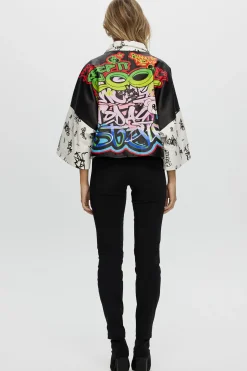 Leather Zip Jacket With Cropped Sleeves