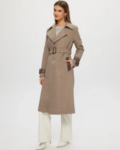 Loro Piana Cashmere & Wool Trench Coat With Leather Trim