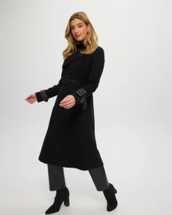 Loro Piana Cashmere & Wool Trench Coat With Leather Trim