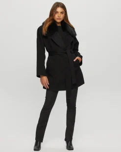 Loro Piana Cashmere & Wool Belted Jacket With Detachable Toscana Shearling Lamb Trim