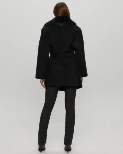 Loro Piana Cashmere & Wool Belted Jacket With Detachable Toscana Shearling Lamb Trim