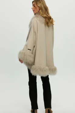 Loro Piana Cashmere & Wool Cape With Select Lamb Trim