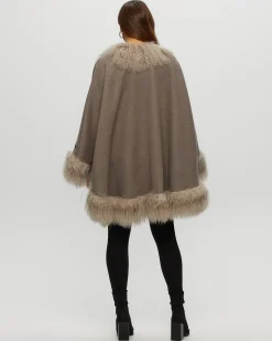 Loro Piana Cashmere & Wool Cape With Select Lamb Trim