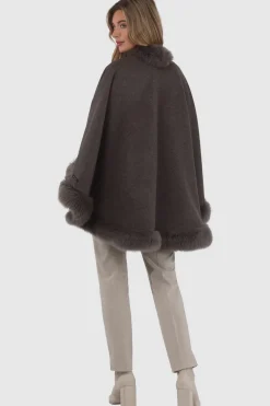 Loro Piana Cashmere & Wool Cape With Merinillo Shearling Lamb Trim