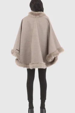 Loro Piana Cashmere & Wool Cape With Merinillo Shearling Lamb Trim