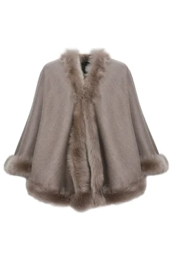 Loro Piana Cashmere & Wool Cape With Merinillo Shearling Lamb Trim