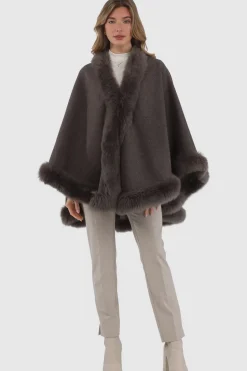 Loro Piana Cashmere & Wool Cape With Merinillo Shearling Lamb Trim