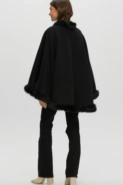 Loro Piana Cashmere & Wool Cape With Merinillo Shearling Lamb Trim
