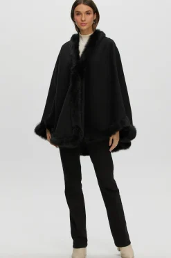 Loro Piana Cashmere & Wool Cape With Merinillo Shearling Lamb Trim