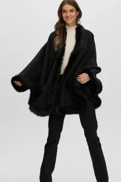 Loro Piana Cashmere & Wool Cape With Merinillo Shearling Lamb Trim
