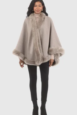 Loro Piana Cashmere & Wool Cape With Merinillo Shearling Lamb Trim