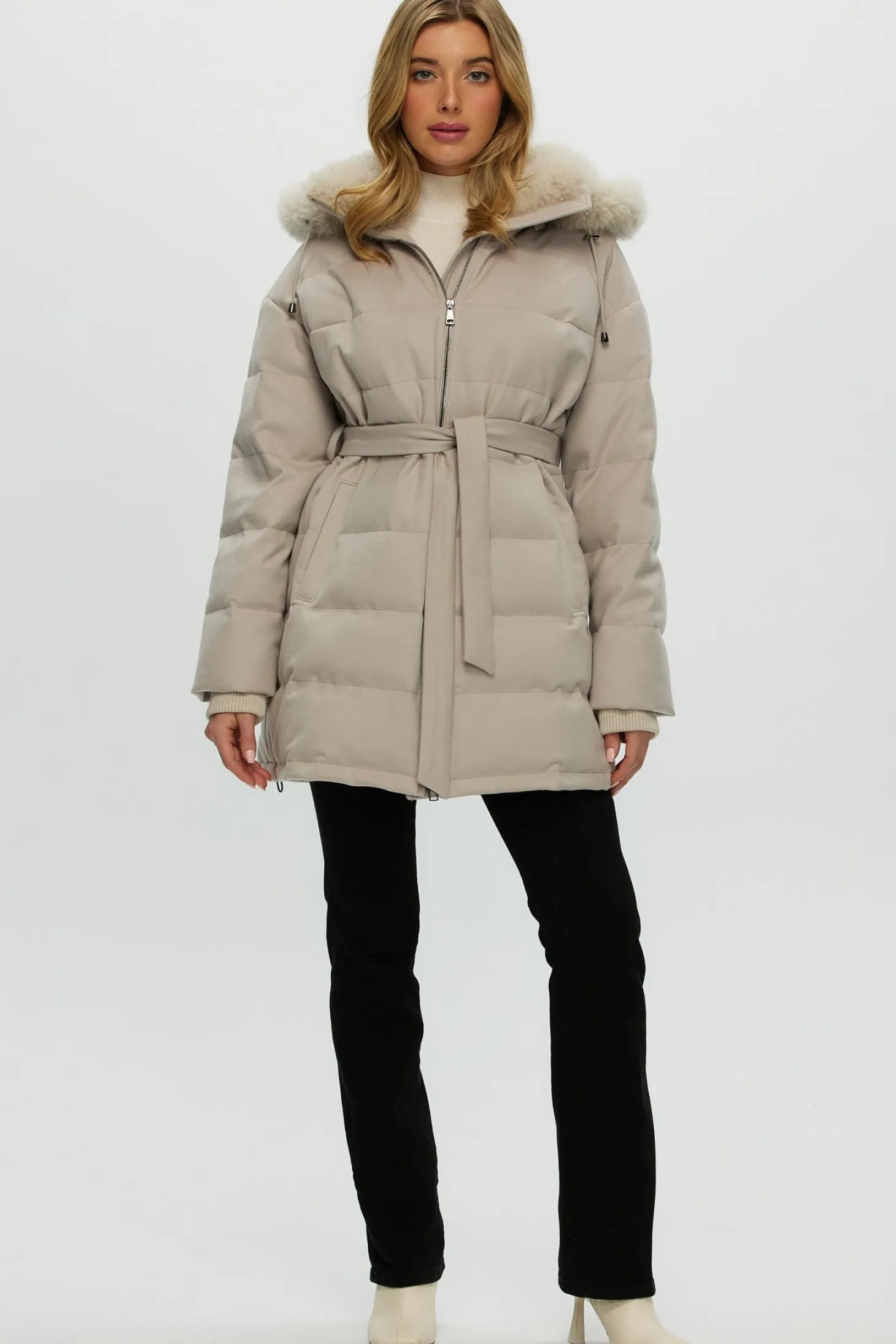 Loro Piana Cashmere Quilted Down Parka With Select Cashmere Goat Collar And Hood Trim