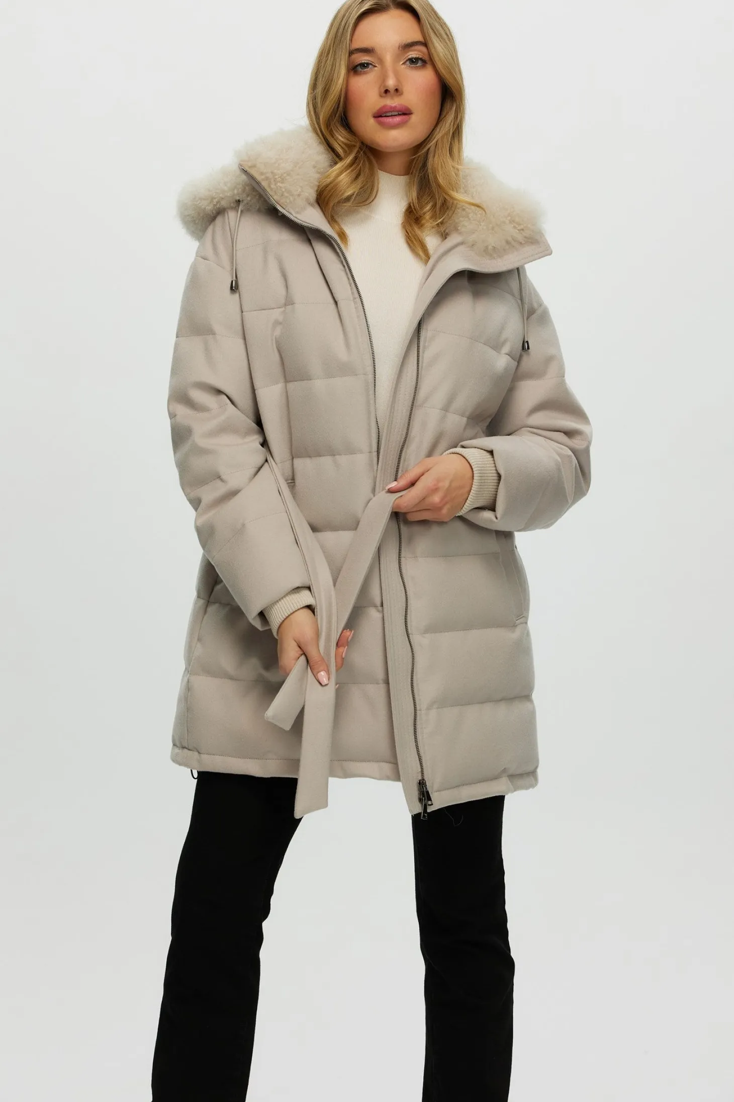 Loro Piana Cashmere Quilted Down Parka With Select Cashmere Goat Collar And Hood Trim