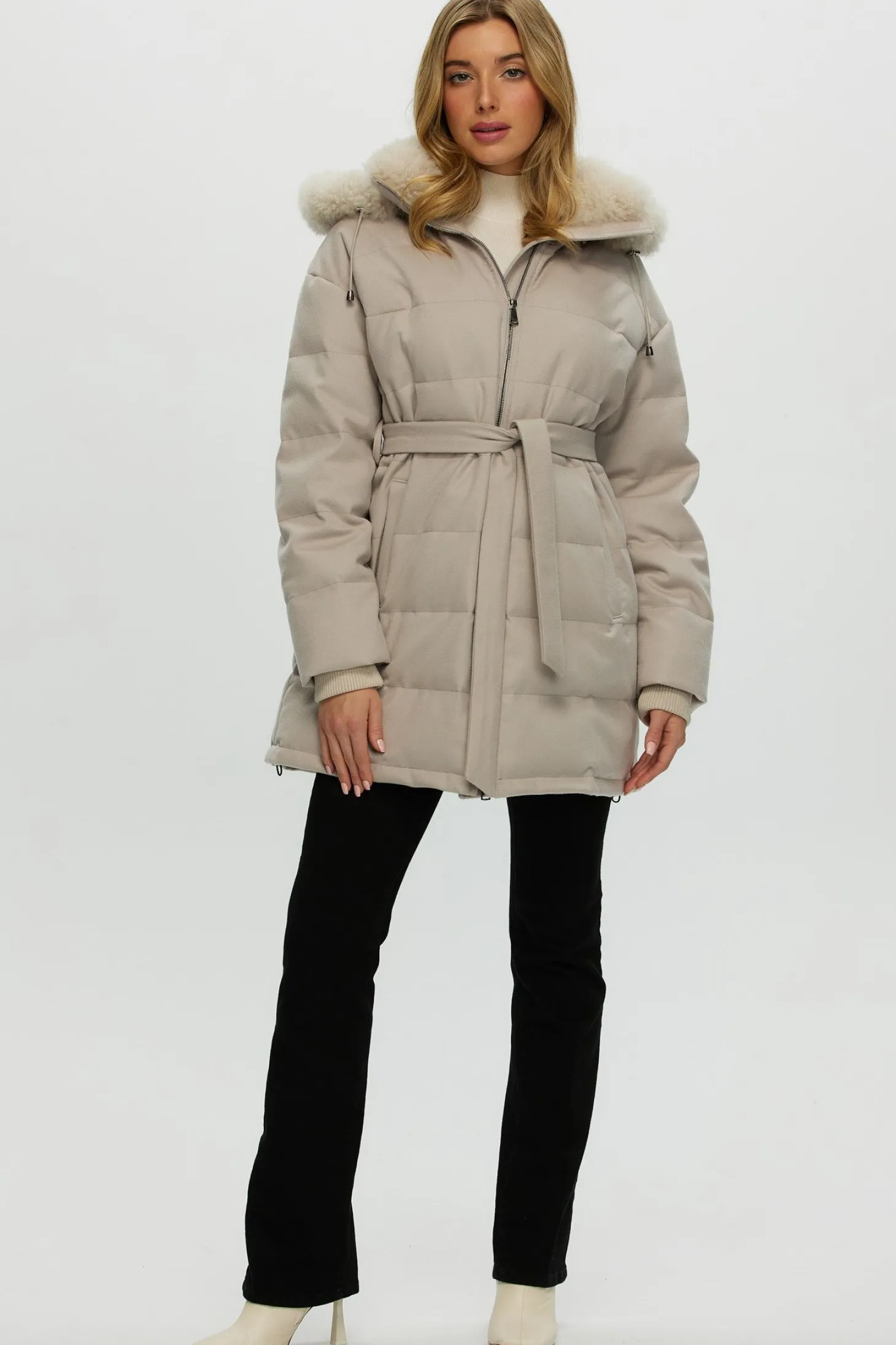 Loro Piana Cashmere Quilted Down Parka With Select Cashmere Goat Collar And Hood Trim