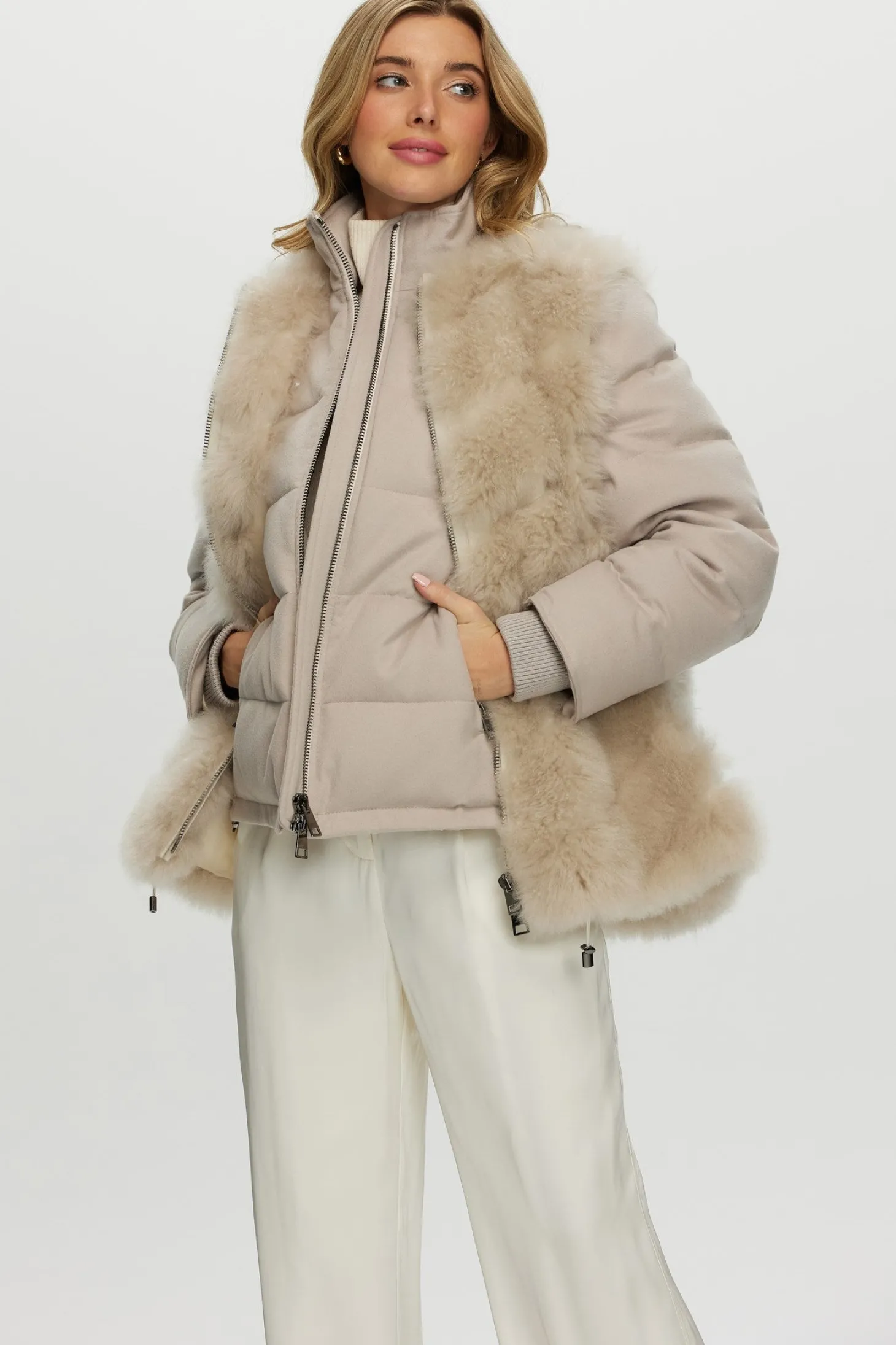 Loro Piana Cashmere Quilted Down Jacket With Detachable Select Cashmere Goat Vest (2 Pcs)