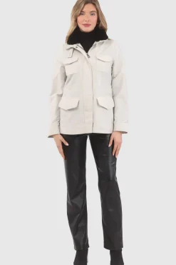 Loro Piana Storm System Lined Jacket With Detachable Select Shearling Lamb Collar, Concealed Hood