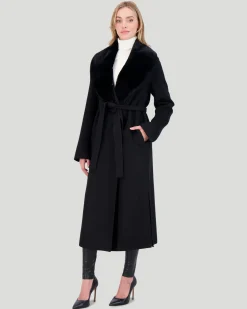 Loro Piana Wool Short Coat With Select Shearling Lamb Collar