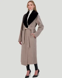 Loro Piana Wool Short Coat With Select Shearling Lamb Collar