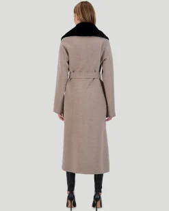 Loro Piana Wool Short Coat With Select Shearling Lamb Collar