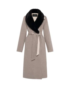 Loro Piana Wool Short Coat With Select Shearling Lamb Collar