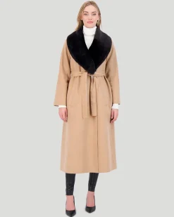 Loro Piana Wool Short Coat With Select Shearling Lamb Collar