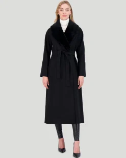Loro Piana Wool Short Coat With Select Shearling Lamb Collar
