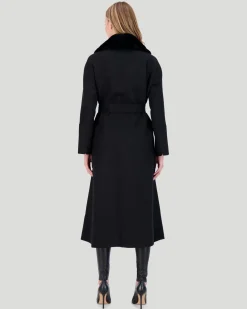 Loro Piana Wool Short Coat With Select Shearling Lamb Collar