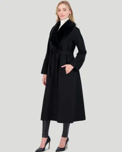 Loro Piana Wool Short Coat With Select Shearling Lamb Collar