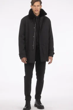 Men's Coat With Detachable Select Shearling Lamb Lining And Collar