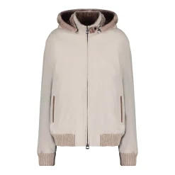 Men's Fabric Jacket With Lamb Lining And Detachable Hood