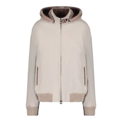 Men's Fabric Jacket With Lamb Lining And Detachable Hood