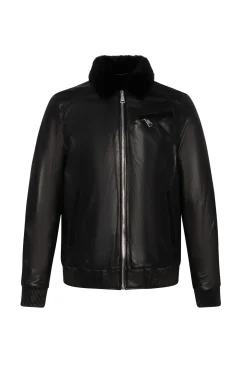 Men's Leather Jacket With Shearling Lamb