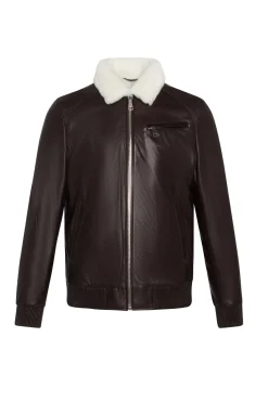 Men's Leather Jacket With Shearling Lamb